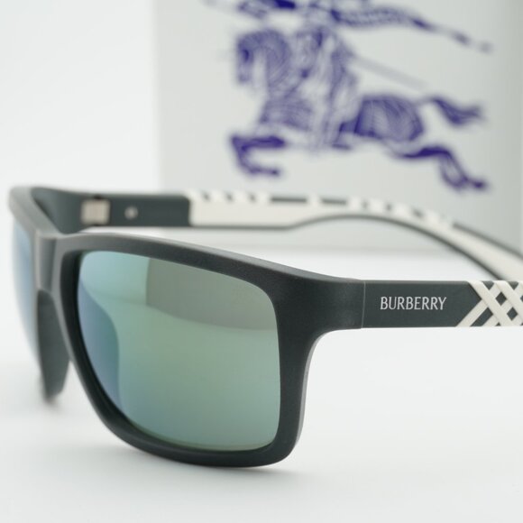Burberry BE4483 42326R Rectangle Sunglasses - Green/White/Green main image 9